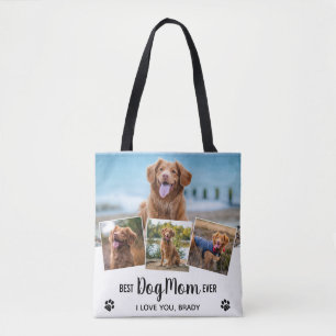 Moderne foto Collage White Best Dog mama Tote Bag