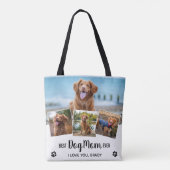 Moderne foto Collage White Best Dog mama Tote Bag (Achterkant)