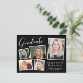 Moderne Foto Collage Zwarte Afstuderen Aankondigingskaart (Staand voorkant)