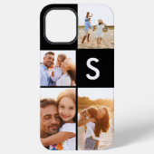 Moderne foto collage zwarte initiaal monogram iPhone hoesje (Achterkant)