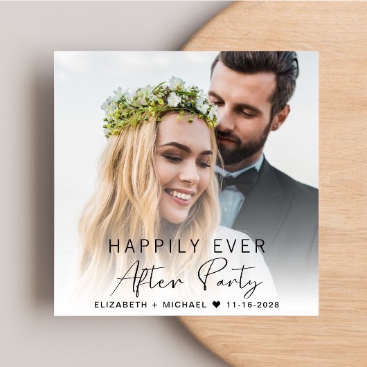 Moderne Foto Cream Bruiloft Receptie Kaart