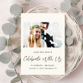 Moderne Foto Cream Bruiloft Receptie Save The Date