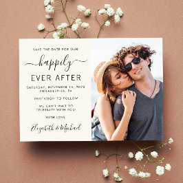 Moderne Foto Cream Bruiloft Save The Date