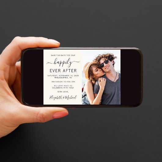 Moderne Foto Cream Bruiloft Save The Date