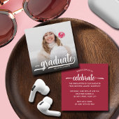 Moderne foto Crimson Afstuderen Informatiekaartje