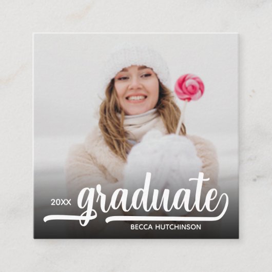 Moderne foto Crimson Afstuderen Informatiekaartje (Voorkant)