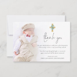 Moderne foto Cross Christening Baptisme Dank je Notitiekaartje