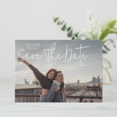 Moderne foto Custom WEDDING Save the Date Kaart (Staand voorkant)