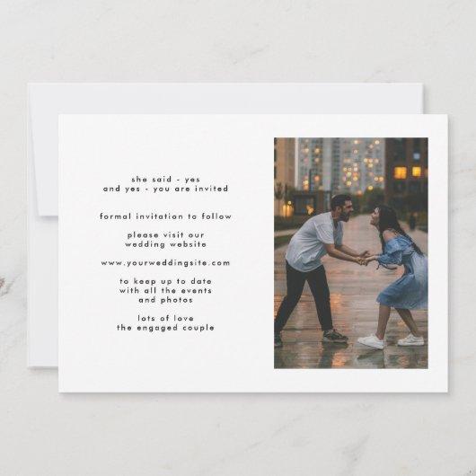 Moderne foto Custom WEDDING Save the Date Kaart (Achterkant)