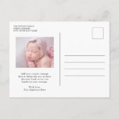 Moderne Foto Cute Holiday Birth Aankondigingskaart (Achterkant)