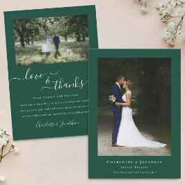 Moderne Foto Dank Groene Bruiloft Bedankkaart