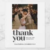 Moderne foto dank u huwelijksgunst wijn etiket (Enkel label)