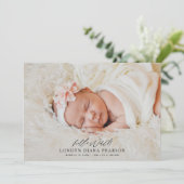 Moderne foto dank u pasgeboren geboorte aankondigi bedankkaart (Staand voorkant)
