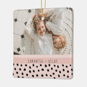 Moderne foto deegel persoonlijke naam Gift Keramisch Ornament (Links)