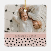 Moderne foto deegel persoonlijke naam Gift Keramisch Ornament (Achterkant)