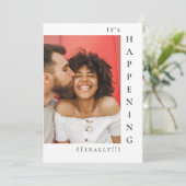 Moderne foto die er nu eindelijk komt, simpel save the date (Staand voorkant)