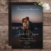 Moderne foto Donkere minimale bruiloft Kaart