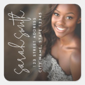 Moderne foto donkere overlay afstuderen retouradre vierkante sticker (Voorkant)