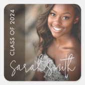 Moderne foto donkere overlay afstuderen vierkante sticker (Voorkant)