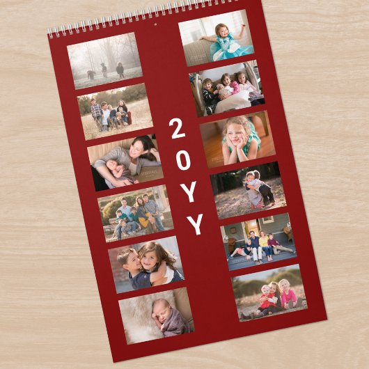 Moderne foto donkerrode omslag kalender