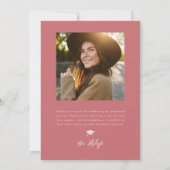 Moderne foto Doodle Afstuderen Blush Pink Aankondiging (Achterkant)