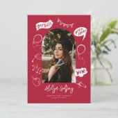 Moderne foto Doodle Afstuderen Rood Aankondiging (Staand voorkant)