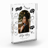 Moderne Foto Doodle Afstuderen Witte Keepsake (Links)