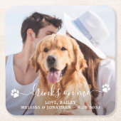 Moderne foto-Drinken op Hondenliefhebber Pet Weddi Kartonnen Onderzetters (Voorkant)