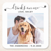 Moderne foto-Drinken op mijn hondenband Kartonnen Onderzetters (Voorkant)