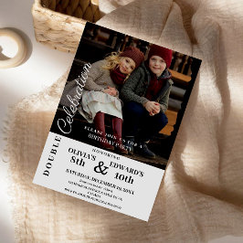 Moderne foto dubbele viering verjaardag  kaart