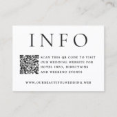 Moderne foto-editorial QR-code bruiloft Informatiekaartje (Voorkant)