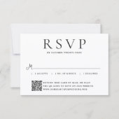 Moderne foto-editorial QR-code bruiloft RSVP Kaartje (Voorkant)