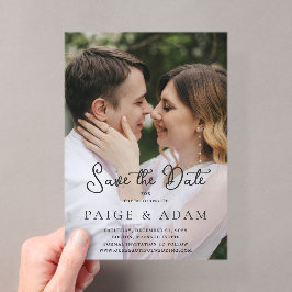 Moderne foto-editorial trouwkaart Save the Date Acryl Uitnodigingen