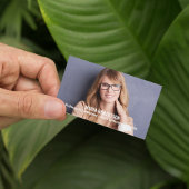 Moderne foto Eenvoudig Blauw QR Code Social Media Visitekaartje