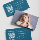 Moderne foto Eenvoudig Blauw QR Code Social Media Visitekaartje