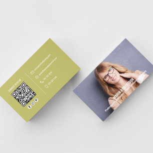 Moderne foto Eenvoudig Goud QR Code Social Media Visitekaartje