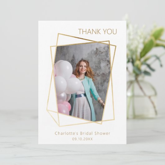 Moderne foto eenvoudig Vrijgezellenfeest Dank u ka Bedankkaart (Staand voorkant)