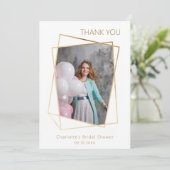 Moderne foto eenvoudige Bruidsdouche Dank je kaart (Staand voorkant)
