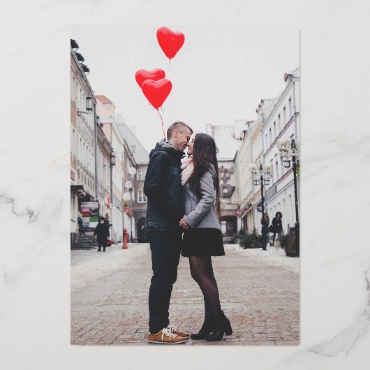 Moderne foto Eenvoudige elegante bruiloft Folie Uitnodiging (Achterkant)