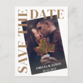 Moderne foto Eenvoudige Typografie Sparen de Datum Aankondigingskaart (Voorkant)