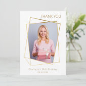 Moderne foto eenvoudige verjaardag Dank u kaart (Staand voorkant)