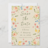 Moderne Foto Eenvoudige Wildflowers Beige Save The Date (Voorkant)