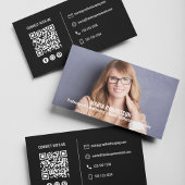 Moderne foto Eenvoudige zwarte QR-code sociale med Visitekaartje