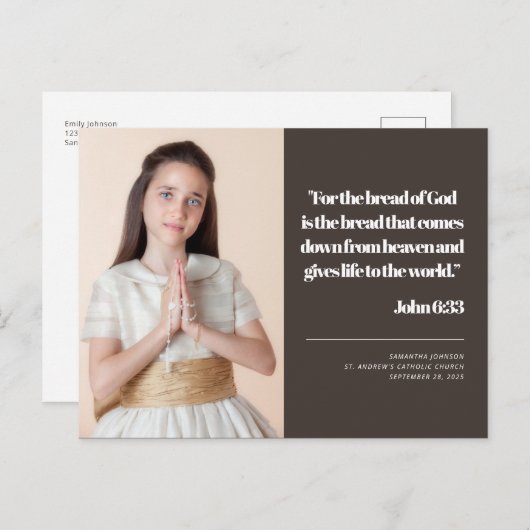 Moderne foto Eerste Heilige Communie Uitnodiging (Voorkant / Achterkant)