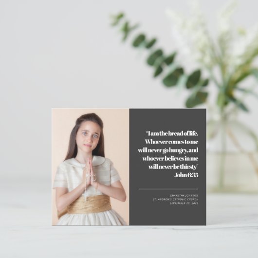Moderne foto Eerste Heilige Communie Uitnodiging (Staand voorkant)