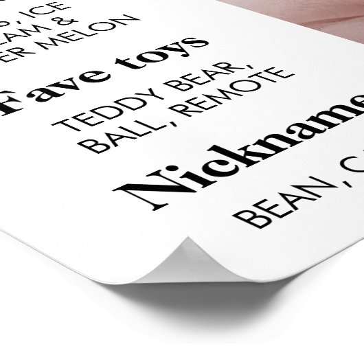 Moderne foto eerste jaar mijlpaal teken poster (Hoek)