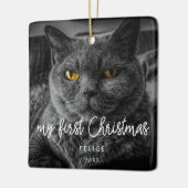 Moderne foto eerste kerstdag keramisch ornament (Links)