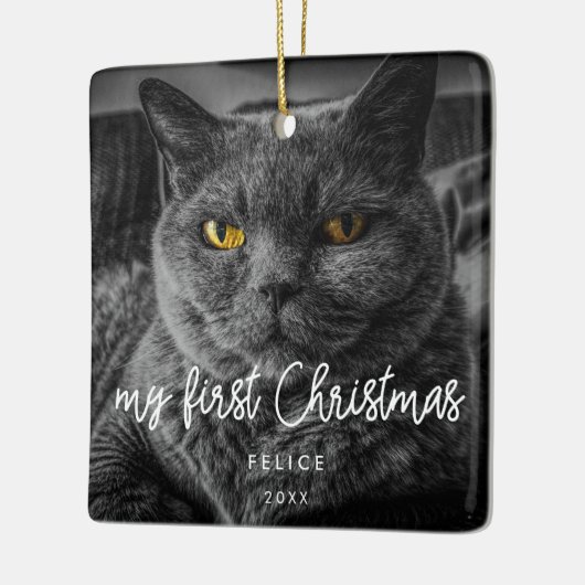 Moderne foto eerste kerstdag keramisch ornament (Links)