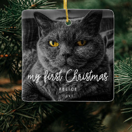 Moderne foto eerste kerstdag keramisch ornament