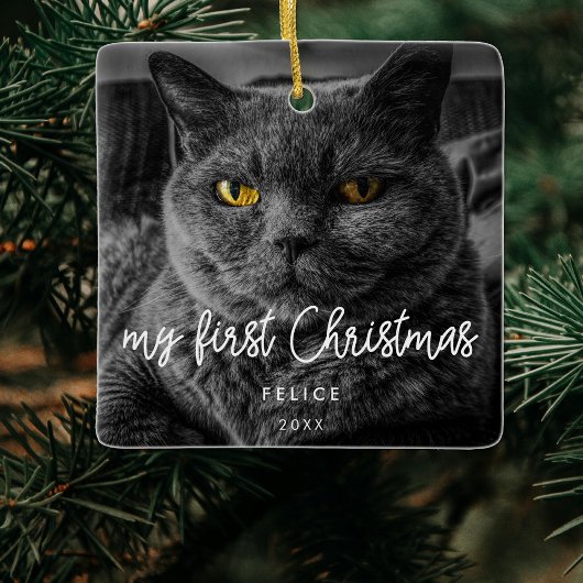 Moderne foto eerste kerstdag keramisch ornament